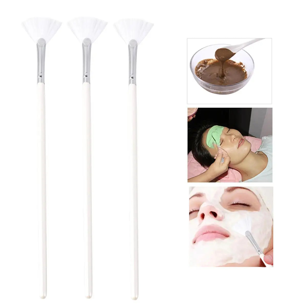 3 Pcs Form für DIY Hautpflege Maske Diy Bürsten Fan Form Maske Bürsten Gesichtsbehandlungen Skincare glatte Abdeckung Beauty Tools