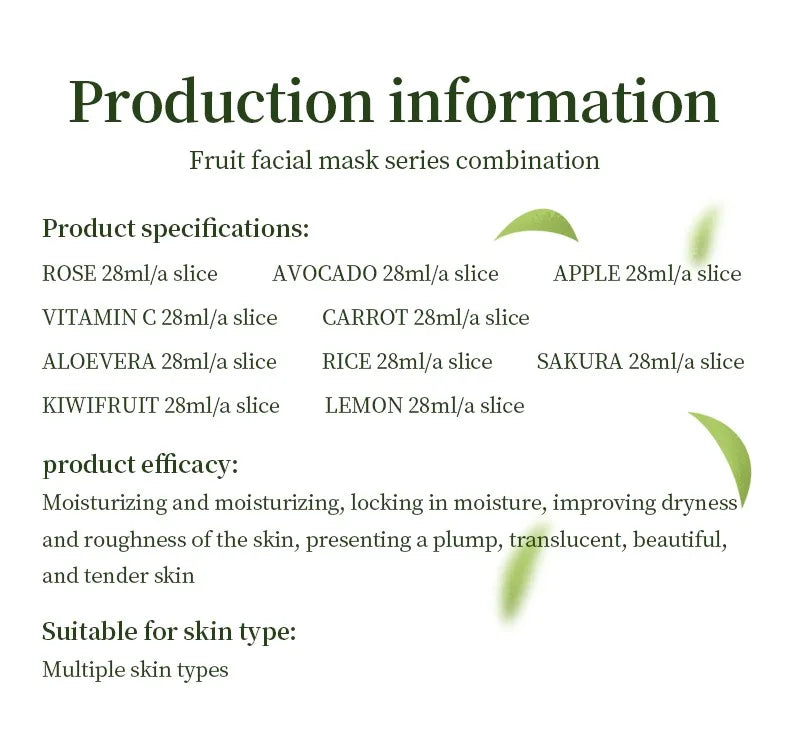 Maske mit Fruchtgeschmack, feuchtigkeitsspendendes und nährendes Hautpflegeprotein, das den Teint sanft aufhellt, Maske auf Pflanzenbasis